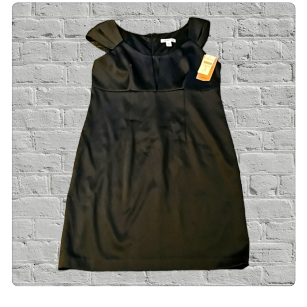 Coldwater Creek Cap Sleeve Sheath Black Dress NWT Size Petite 14 $99